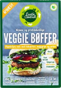 veggiebøffer earth control vegansk burger i supermarkeder